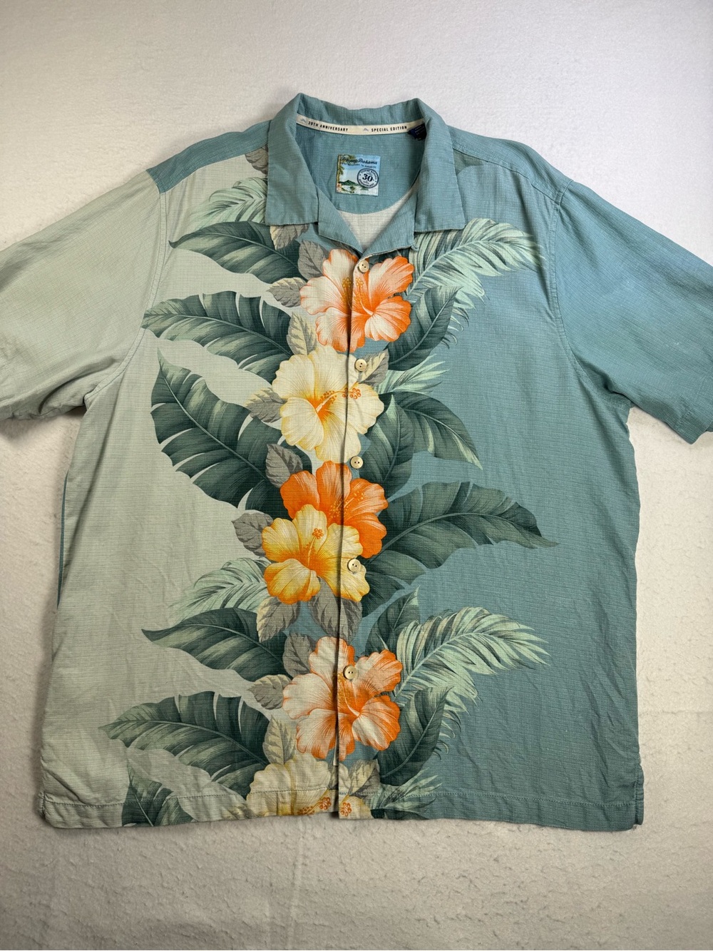 Tommy Bahama 30th Anniversary‎ Silk Hawaiian Camp Shirt XL Tropical